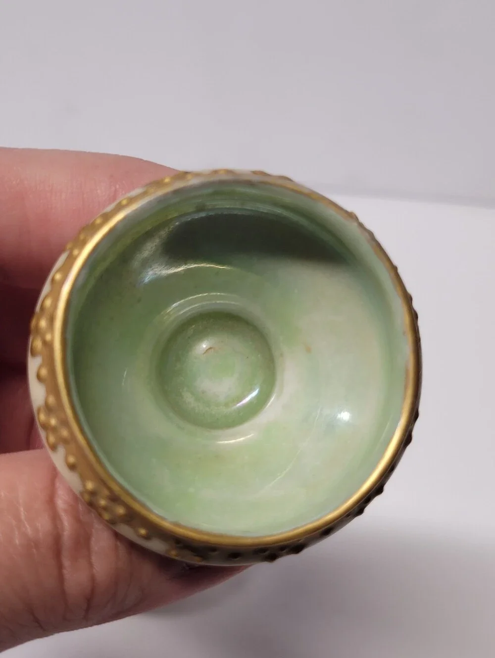 PH Leonard Ceramic Salt Cellar Pair in Green and Gold